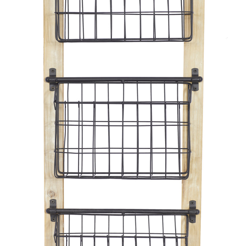Gracie Oaks Harvin 34" H x 14" W x 4" D Industrial 3Tier Basket Wall